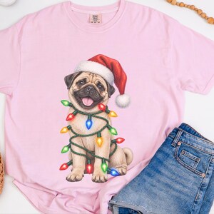Pug Christmas Shirt, Christmas Pug Gift, Pug Lover Shirt, Holiday Pet Shirt, Santa Pug Tee image 8