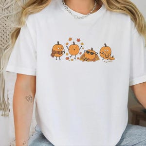 Camiseta para amantes de la calabaza especiada, camiseta acogedora de otoño, PNG de café de otoño, camiseta de hojas de otoño, camiseta de temporada de calabaza imagen 6