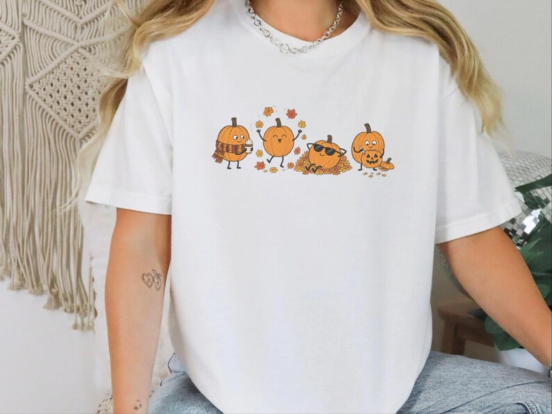Camiseta para amantes de la calabaza especiada, camiseta acogedora de otoño, PNG de café de otoño, camiseta de hojas de otoño, camiseta de temporada de calabaza imagen 6