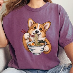 Corgi Shirt, Corgi Lover Gift, Ramen Lover T Shirt, Japanese Food Tee, Corgi Mom Shirt, Dog Humor Shirt image 1