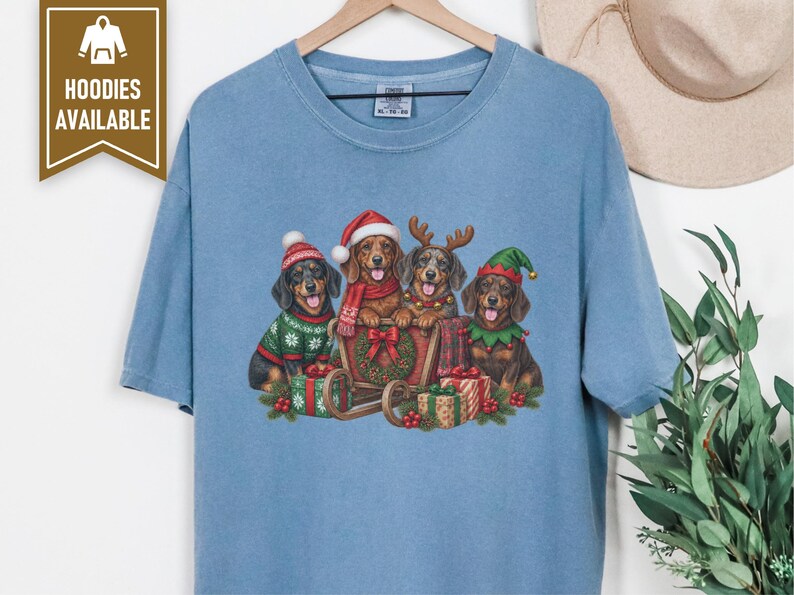 Christmas Dachshund Shirt, Wiener Dog Christmas Gift, Dachshund Dad Shirt, Sausage Dog Christmas Tee, Doxie Mom Sweatshirt image 4