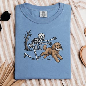 Labradoodle Skeleton Shirt, Spooky Labradoodle Dog Gift, Skeleton Dog Tee, Halloween Dog Shirt, Labradoodle Mom Owner Art, Funny Dog Shirt image 5