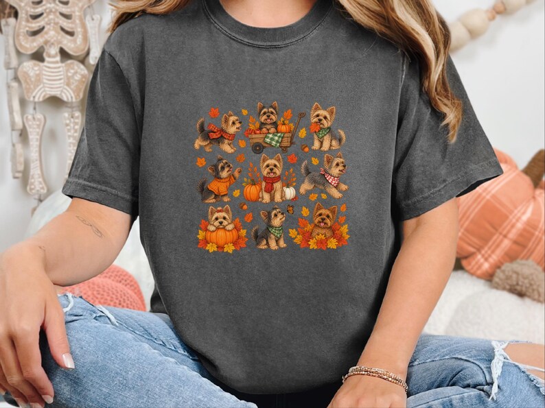 Yorkie Mom Shirt, Fall Dog Lover Gift, Cute Yorkie Shirt, Autumn Dog Shirt, Yorkie Owner Gift image 7