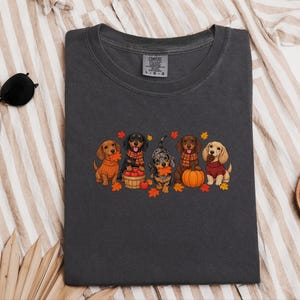 Dachshund Fall Shirt, Autumn Dog Lover Gift, Wiener Dog Sweater, Cute Fall Doxie Tee, Sausage Dog Fall Shirt imagen 5
