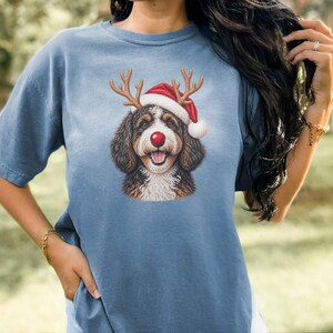 Bernedoodle Christmas Shirt, Christmas Bernedoodle Gift, Bernedoodle Mom Sweatshirt, Festive Dog Crewneck, Santa Paws Holiday Tee image 3