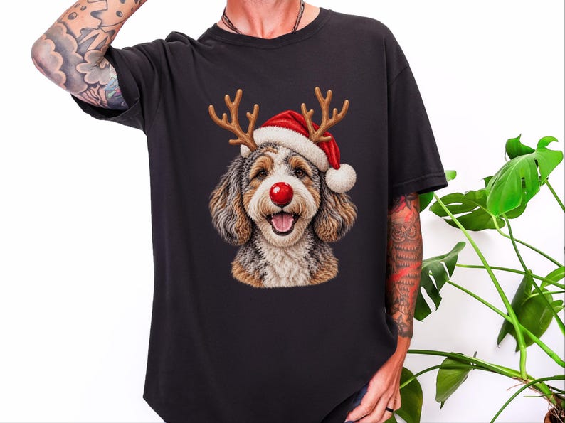 Aussiedoodle Christmas Shirt, Holiday Pet Gift, Christmas Dog Mom Sweatshirt, Festive Dog Tee, Aussiedoodle Lover Shirt image 7