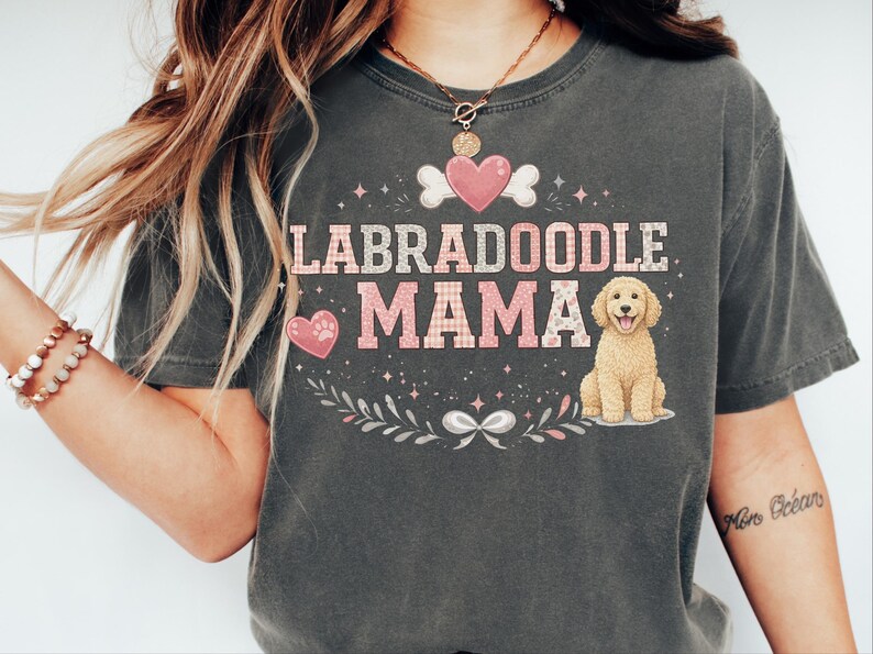 Comfort Colors Labradoodle Gift Tee, Labradoodle Mama Shirt for Women, Funny Fur Mama T-Shirt, Doodle Mom Owner Present for Pets image 8