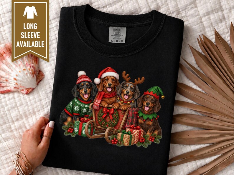 Christmas Dachshund Shirt, Wiener Dog Christmas Gift, Dachshund Dad Shirt, Sausage Dog Christmas Tee, Doxie Mom Sweatshirt image 9