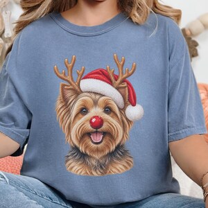Christmas Yorkie Shirt, Holiday Dog Mom Gift, Festive Yorkie Lover Tee, Santa Paws Sweatshirt, Christmas Pet Owner Shirt image 8