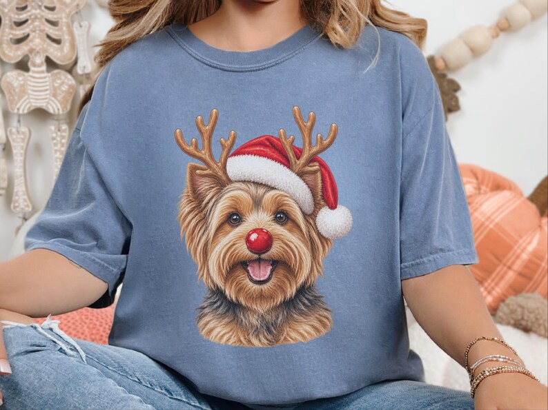 Christmas Yorkie Shirt, Holiday Dog Mom Gift, Festive Yorkie Lover Tee, Santa Paws Sweatshirt, Christmas Pet Owner Shirt image 8