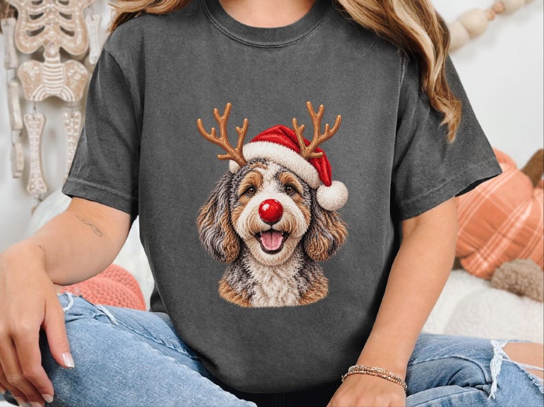Aussiedoodle Christmas Shirt, Holiday Pet Gift, Christmas Dog Mom Sweatshirt, Festive Dog Tee, Aussiedoodle Lover Shirt image 10