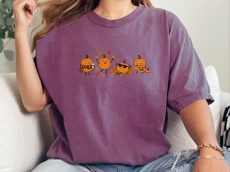 Camiseta para amantes de la calabaza especiada, camiseta acogedora de otoño, PNG de café de otoño, camiseta de hojas de otoño, camiseta de temporada de calabaza imagen 8