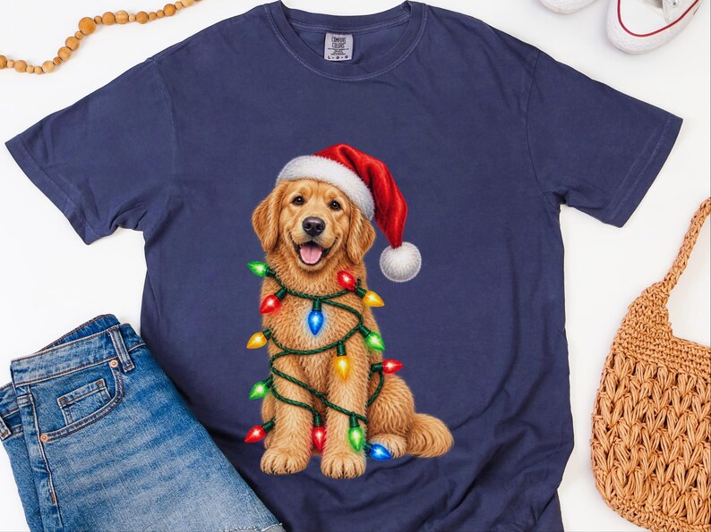 Camiseta navideña de Golden Retriever, regalo navideño para amantes de los perros, sudadera festiva para cachorros, regalo navideño para perros, camiseta de Retriever imagen 2