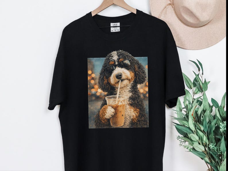 Comfort Colors Bernedoodle Tee | Iced Coffee Dog Shirt, Funny Canine Mom Gift | Dog Graphic Tee, Bernedoodle Lover Gift, Iced Coffee Tshirt image 10
