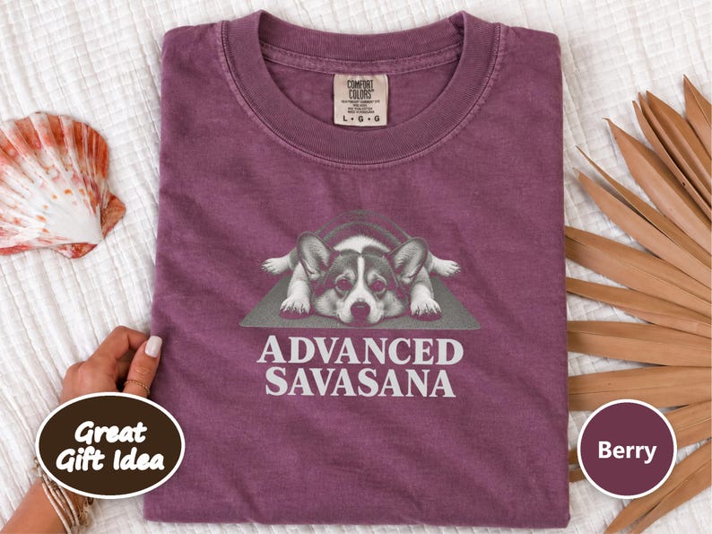 Corgi Shirt, Corgi Mom Gift, Advanced Savasana Yoga Tee, Funny Dog Lover Shirt, Yoga Meditation Shirt, Pembroke Welsh Corgi Gift image 6