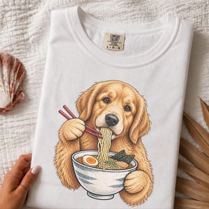 Golden Retriever-tröja, Ramen-älskare, rolig hundtröja, japansk matkonst, nudelälskare-t-shirt, Golden Mom-present bild 8
