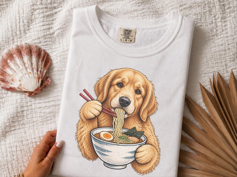 Golden Retriever-tröja, Ramen-älskare, rolig hundtröja, japansk matkonst, nudelälskare-t-shirt, Golden Mom-present bild 8