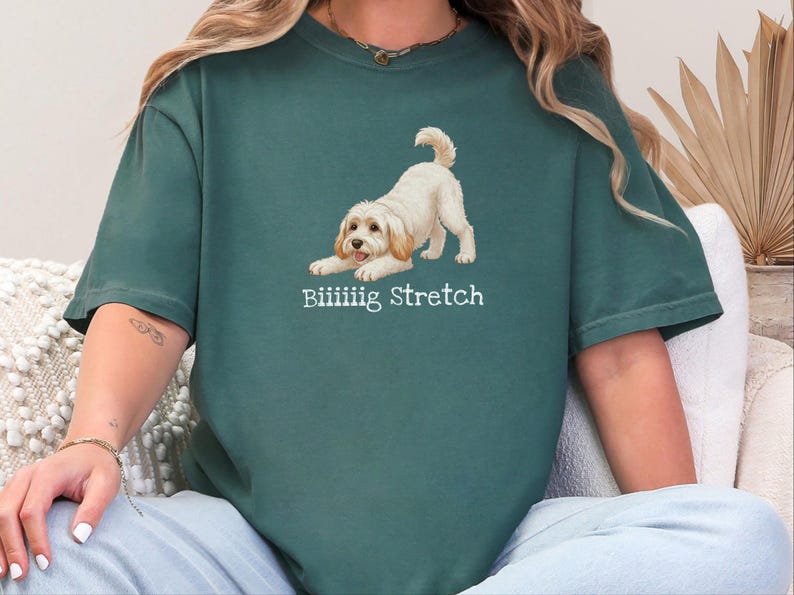Camiseta elástica grande Comfort Colors para amantes de los Schnoodle, camiseta divertida con diseño de perro Doodle, regalo para mamás perrunas de color marrón esponjoso, regalo para papás dueños de Schnoodle imagen 9