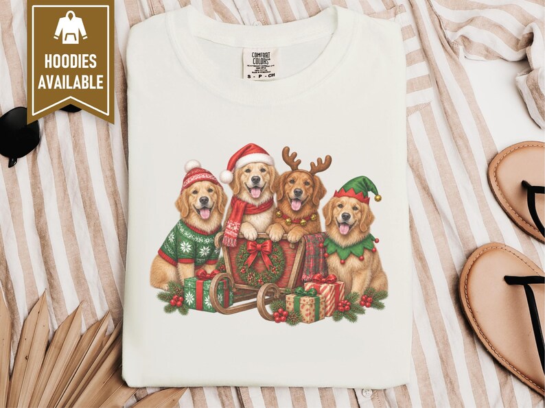 Christmas Golden Retriever Shirt, Dog Christmas Gift, Holiday Pet Tee, Golden Retriever Lover Gift image 5