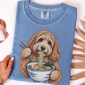Labradoodle Shirt, Ramen Lover Gift, Labradoodle Mom Gift, Japanese Food Tee, Noodle Lover Shirt, Ramen Cat Art image 4