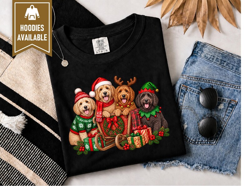 Goldendoodle Christmas Shirt, Holiday Dog Lover Gift, Festive Puppy Sweatshirt, Winter Doodle Tee afbeelding 8