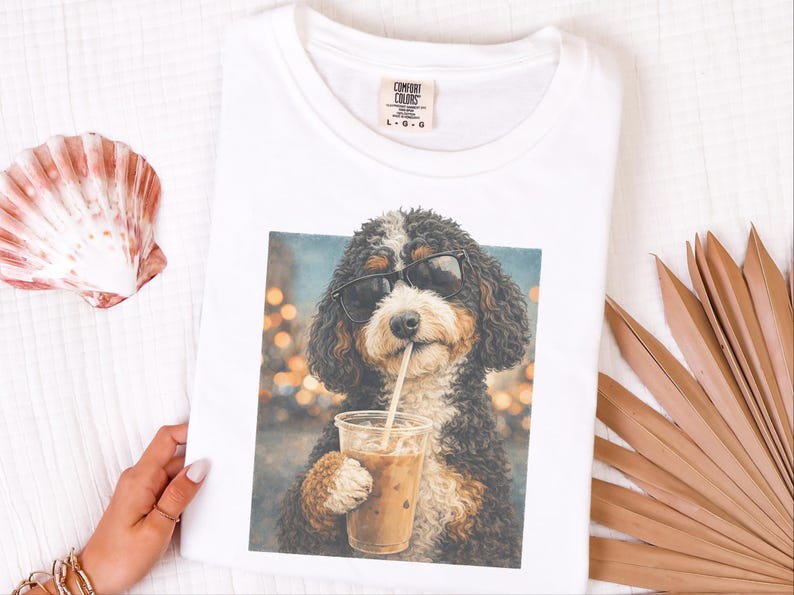 Comfort Colors Bernedoodle Tee | Iced Coffee Dog Shirt, Funny Canine Mom Gift | Dog Graphic Tee, Bernedoodle Lover Gift, Iced Coffee Tshirt image 11