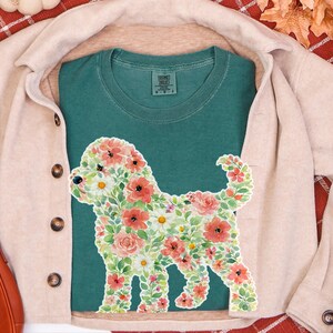 Comfort Colors Cockapoo Silhouette Floral Shirt, Dog Mom Gift, Botanical Pet Lover Tee, Puppy Owner Present, Vintage Fur Baby image 8