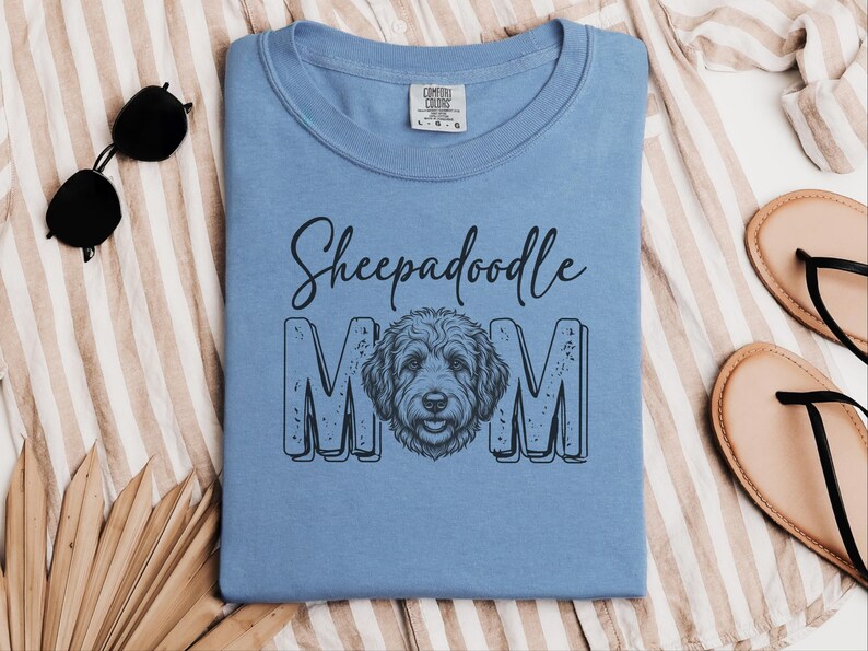 Comfort Colors Sheepadoodle Mom 1717 Tee, Doodle Mama Gift, Sheepadoodle Lover Gift, Retro Dog Shirt, New Dog Mom Gift, Doodle Dog Art image 8