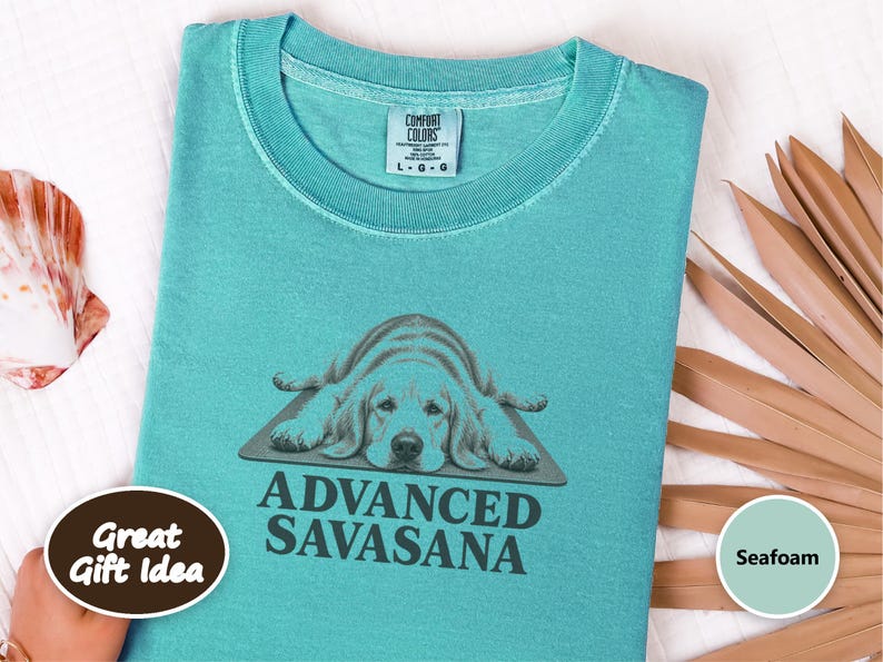 Golden Retriever Yoga Shirt, Funny Yoga Shirt, Advanced Savasana Tee, Dog Lover Gift, Meditation Shirt, Yoga Class Gift, Animal Graphic Tee image 8