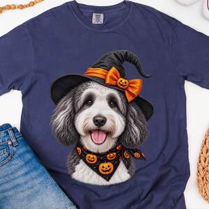 Halloween Dog Shirt, Sheepadoodle Gift, Witch Dog Shirt, Sheepadoodle Mom, Spooky Dog Tee, Doodle Mom Gift image 7