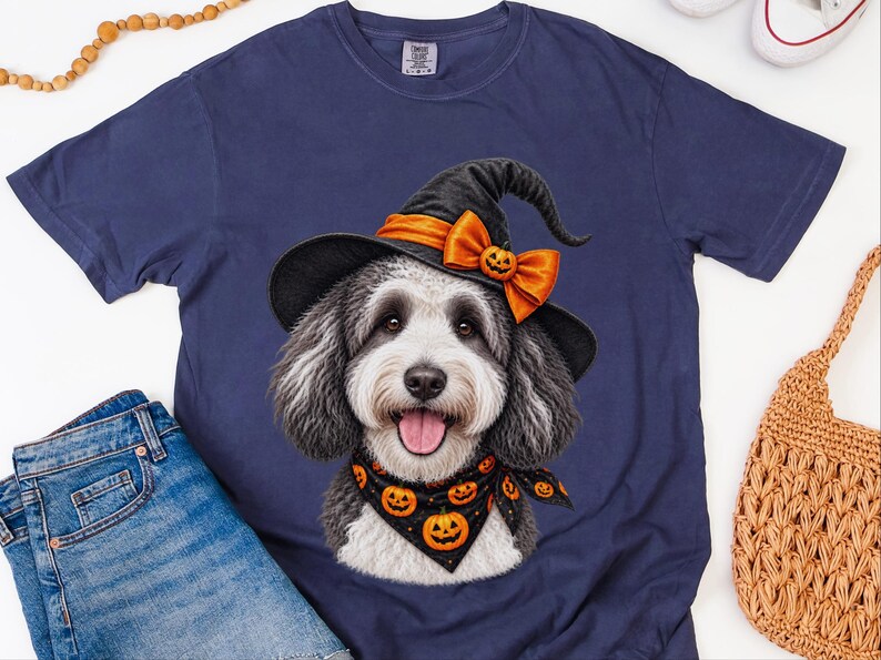 Halloween Dog Shirt, Sheepadoodle Gift, Witch Dog Shirt, Sheepadoodle Mom, Spooky Dog Tee, Doodle Mom Gift image 7