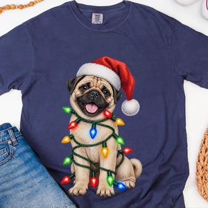 Pug Christmas Shirt, Christmas Pug Gift, Pug Lover Shirt, Holiday Pet Shirt, Santa Pug Tee image 10