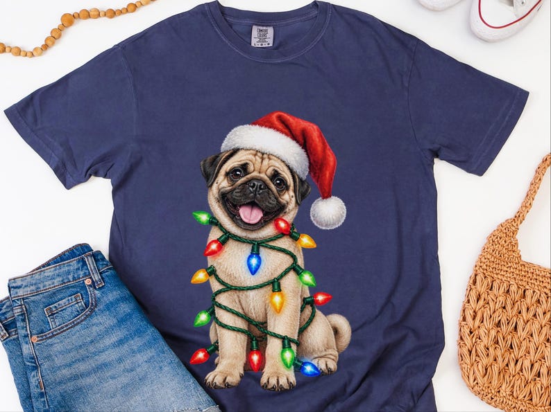 Pug Christmas Shirt, Christmas Pug Gift, Pug Lover Shirt, Holiday Pet Shirt, Santa Pug Tee image 10