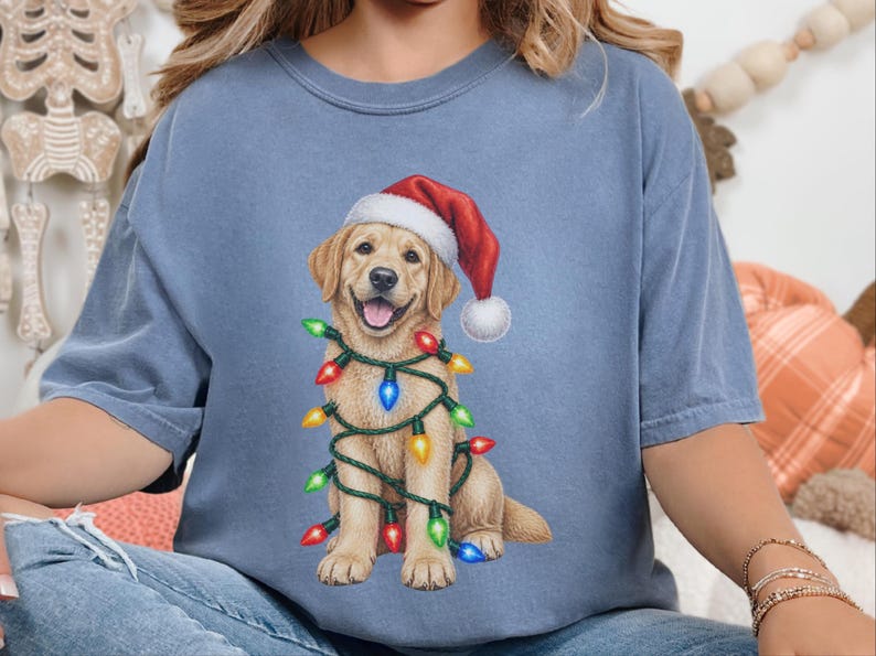 Maglietta natalizia per cani, regalo di Natale per Labrador giallo, maglietta per amanti dei cani per le feste, felpa natalizia per Labrador immagine 9