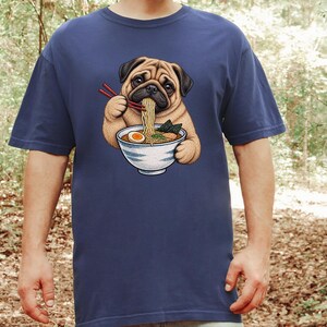 Pug Lover Shirt, Ramen Tee, Noodle Lover Gift, Pug Dad Shirt, Pug Mom Gift, Funny Dog Shirt, Japanese Food Tee, Anime Fan Shirt, Kawaii Food image 8