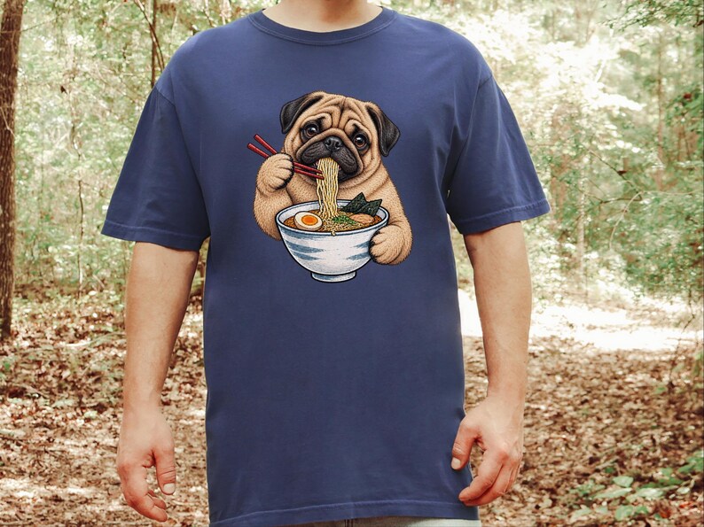 Pug Lover Shirt, Ramen Tee, Noodle Lover Gift, Pug Dad Shirt, Pug Mom Gift, Funny Dog Shirt, Japanese Food Tee, Anime Fan Shirt, Kawaii Food image 8