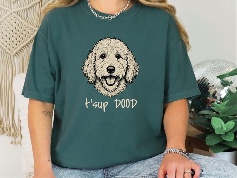 Comfort Colors Labradoodle T-Shirt, T'sup Dood Goldendoodle Sweatshirt, Funny Bernedoodle Sheepadoodle Graphic Crewneck, Golden Labradoodle image 6