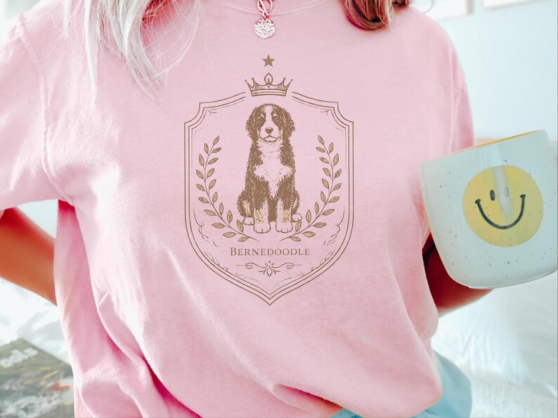 Comfort Colors Bernedoodle Tee Royal Crest Dog Art, Doodle Dog Owner Shirt, Bernedoodle Mom Dad Gift, Canine Lover Tee, Doodle Dog Gift image 12