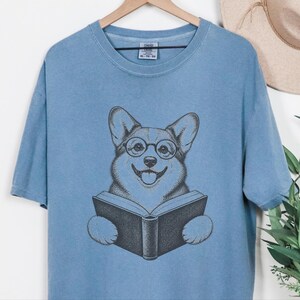 Corgi Reader Shirt, Corgi Mom Gift, Bookish Dog Tee, Librarian Present, Book Lover Shirt, Dog Dad Gift image 9
