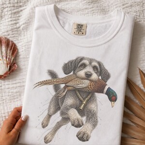 Schnoodle Hunting Shirt, Pheasant Hunter Gift, Upland Hunting Tee, Bird Dog Shirt, Outdoorsman Gift image 5