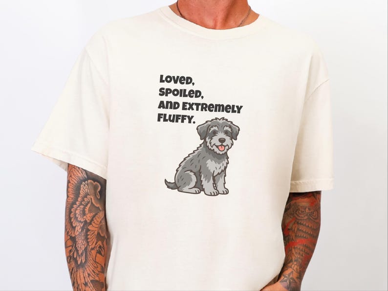 Comfort Colors Schnoodle Lover Crewneck Sweatshirt, Loved, Spoiled, and Extremely Fluffy Dog Mom Tee, Schnoodle Dad Cross-Breed Doodle Dog image 5