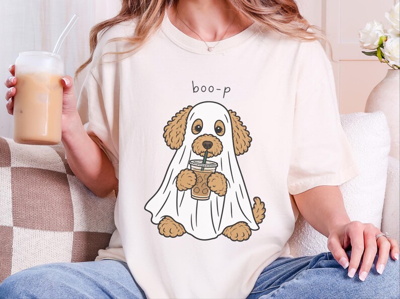 Goldendoodle Halloween Shirt, Ghost Dog Tee, Spooky Puppy Shirt, Dog Lover Gift, Boo P T Shirt image 7