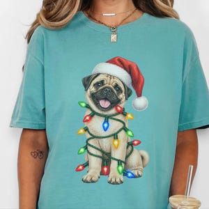 Pug Christmas Shirt, Christmas Pug Gift, Pug Lover Shirt, Holiday Pet Shirt, Santa Pug Tee image 7
