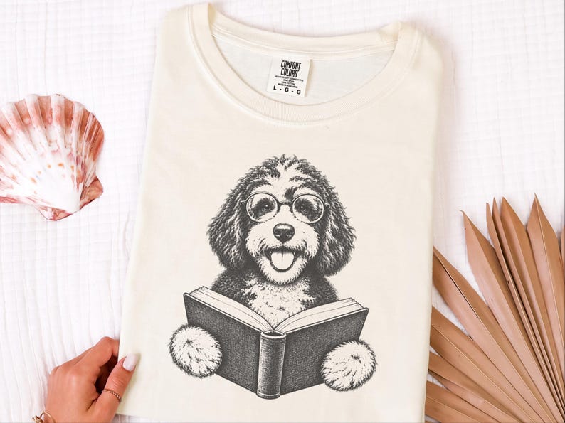 Camiseta para perros lectores, regalo para mamás de Bernedoodle, camiseta para Bernedoodles lectores, amante de los perros lectores, regalo para dueños de Doodles, camiseta de biblioteca imagen 6
