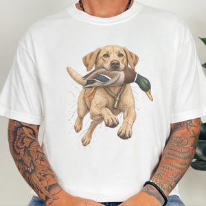 Yellow Lab Gift, Duck Hunting Shirt, Waterfowl Hunter Tee, Labrador Retriever Art, Bird Dog Shirt, Vintage Hunting Gift For Men image 4