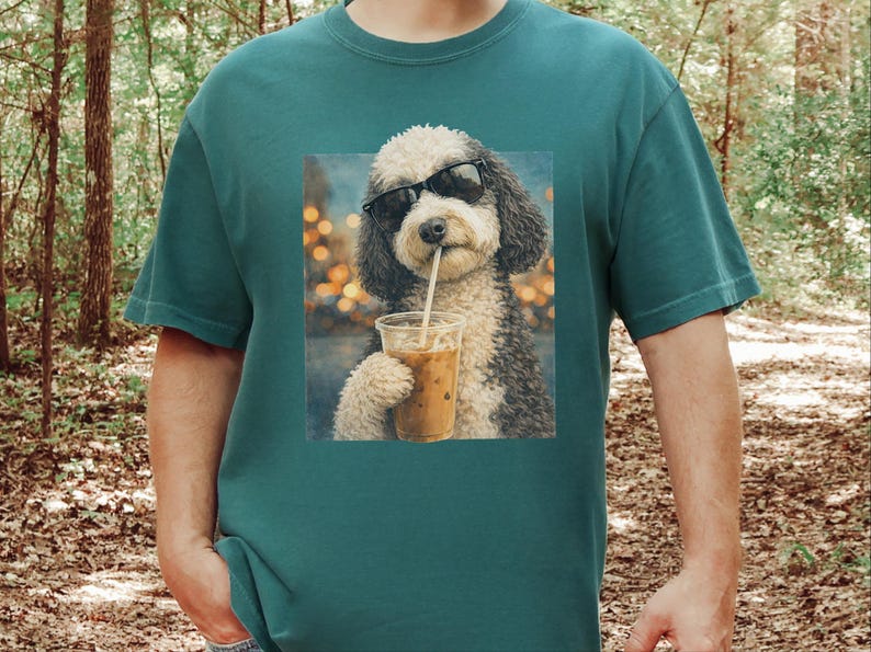 Comfort Colors Silly Dog Shirt, Iced Coffee Girly Tee, Sheepadoodle Cool Dog Mom Graphic Shirt, Coffee Lover Gift for Her, Dog Shirt Women image 7