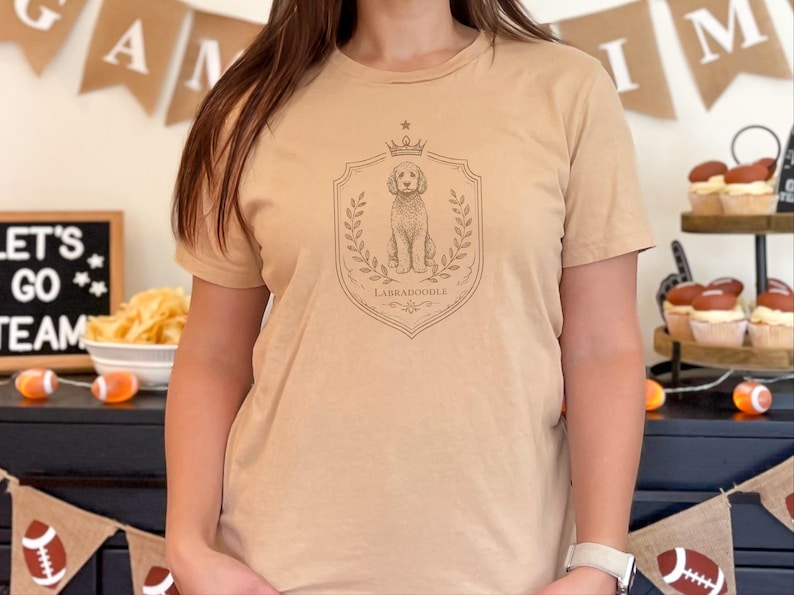 Golden Labradoodle Royal Crest Shirt, Regal Pet Art Goldendoodle Hoodie, King Dog Portrait Labradoodle Tee, Dog Lover Gift image 1