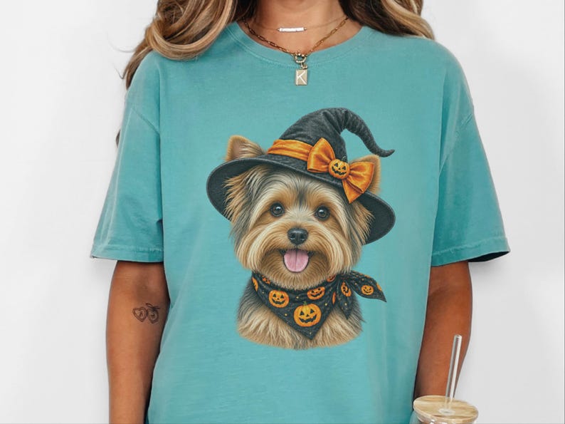 Yorkie Halloween Shirt, Yorkie Mom Gift, Witch Dog Shirt, Halloween Dog Shirt, Yorkie Lover Gift, Fall Dog Sweatshirt image 10