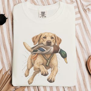 Yellow Lab Gift, Duck Hunting Shirt, Waterfowl Hunter Tee, Labrador Retriever Art, Bird Dog Shirt, Vintage Hunting Gift For Men image 6