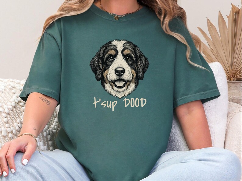 Comfort Colors Bernedoodle T-Shirt, T'sup Dood Dog Owner Tee, Tri-Color Bernese Mountain Dog Mix Shirt, Goldendoodle Sheepadoodle Doodle bild 11